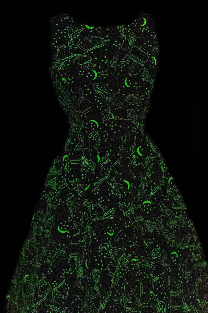 Glow in Dark Purple Witches Midi Dress