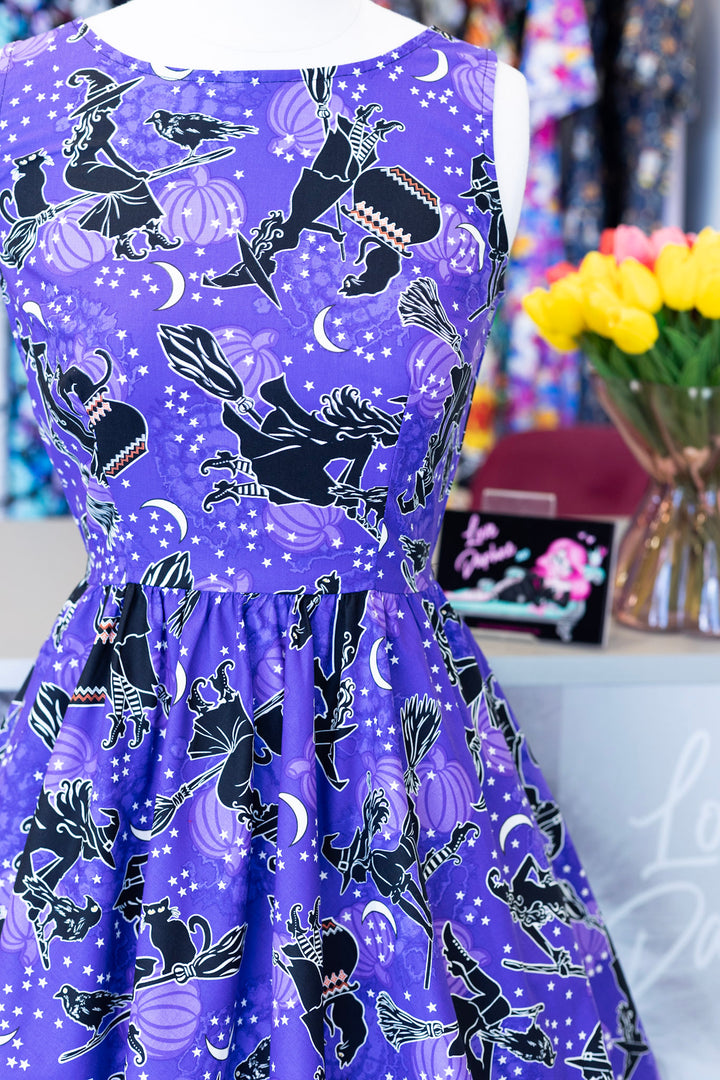 Glow in Dark Purple Witches Midi Dress