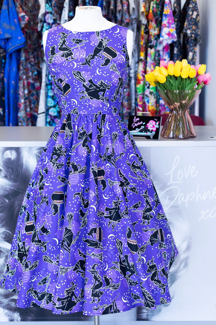 Glow in Dark Purple Witches Midi Dress