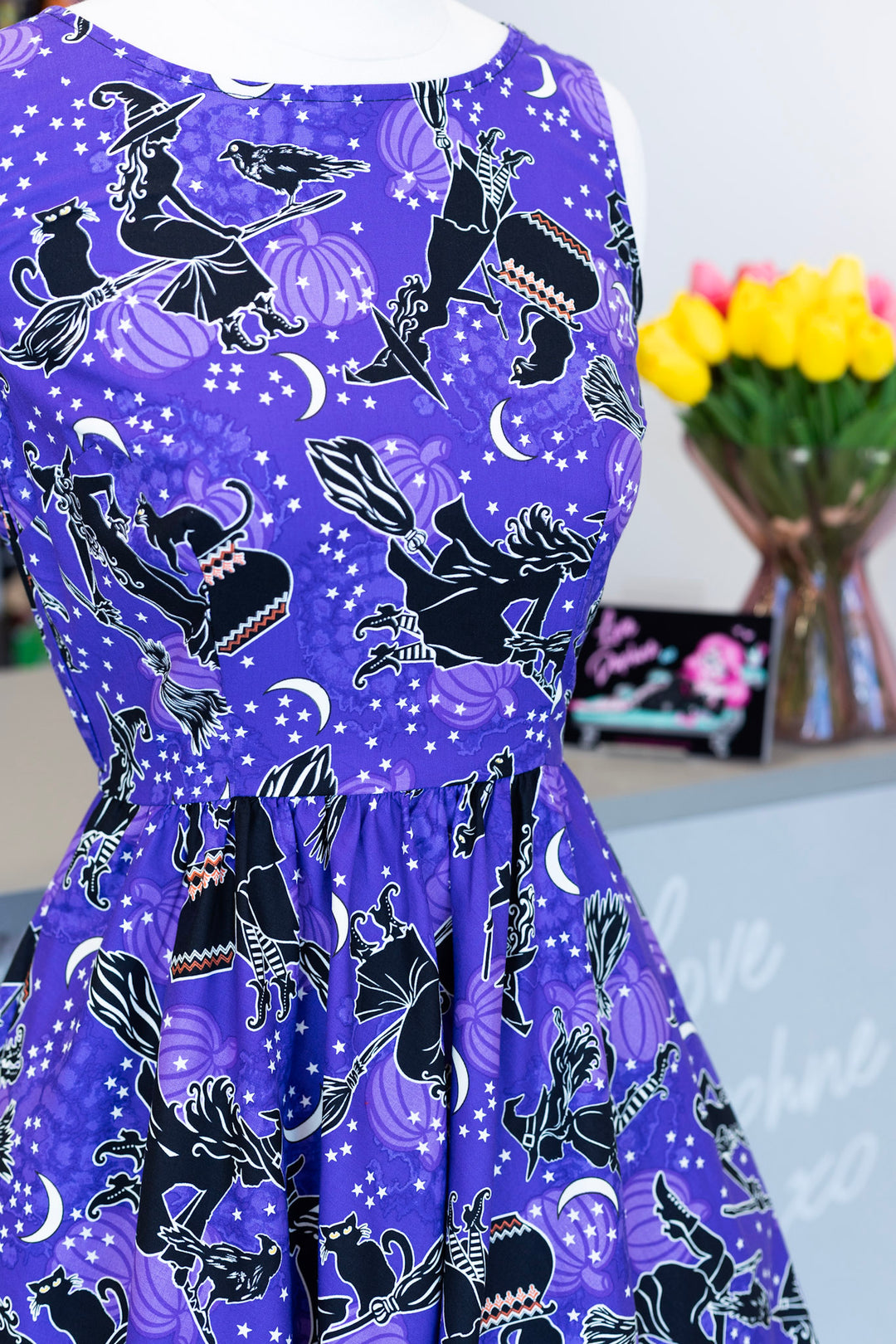 Glow in Dark Purple Witches Midi Dress