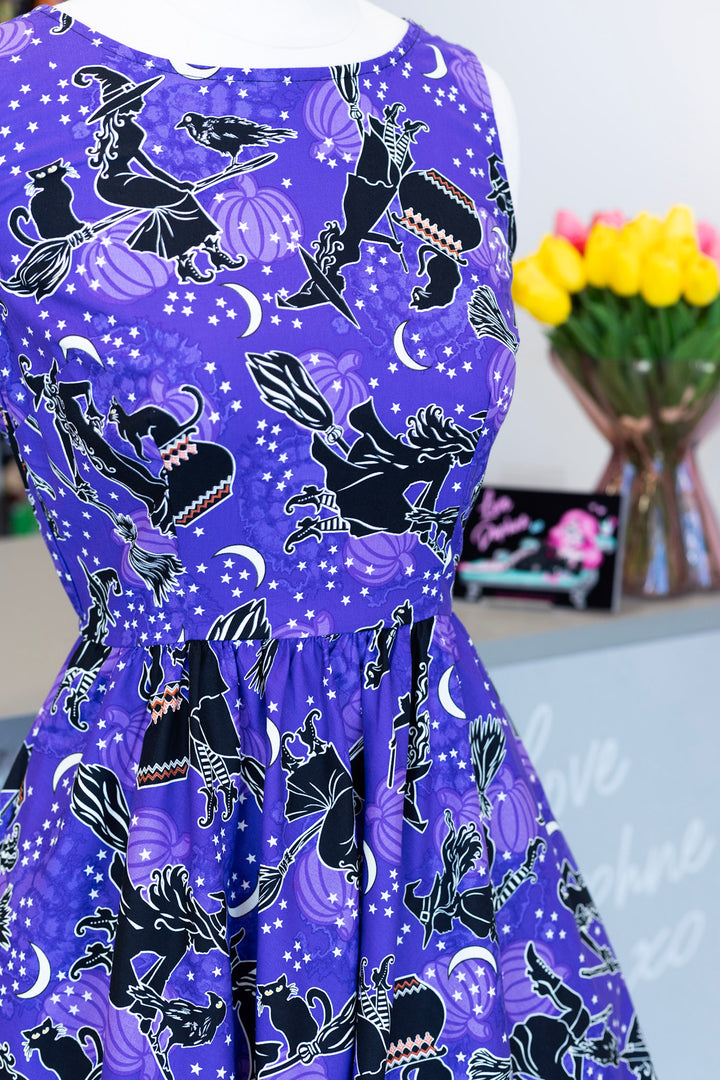 Glow in Dark Purple Witches Midi Dress