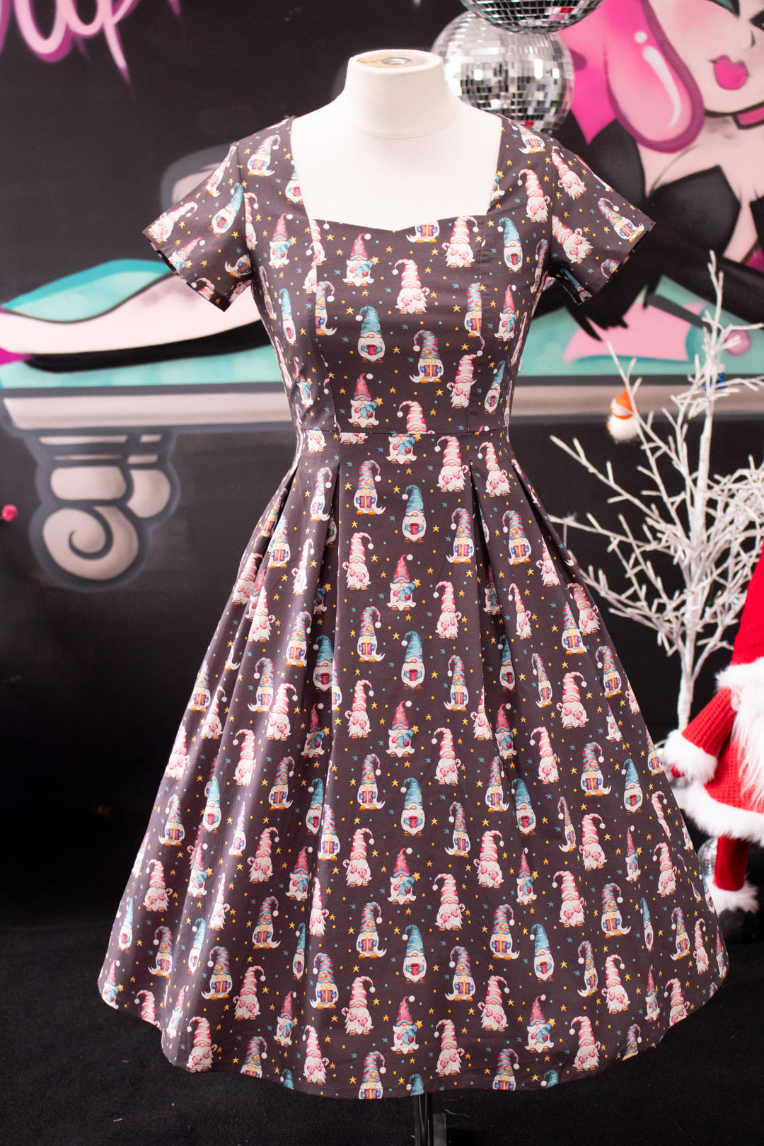 INSTOCK - Pixie Sweetheart Dress - Christmas Gnomes