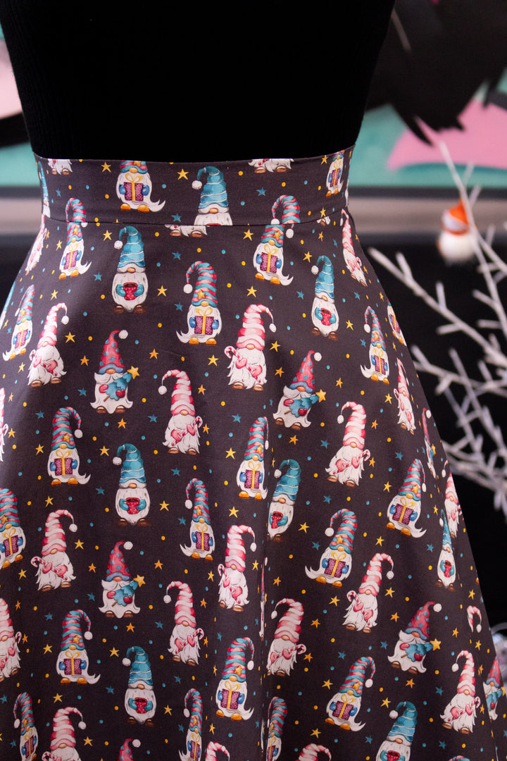 INSTOCK - Nellie Skater Skirt - Christmas Gnomes