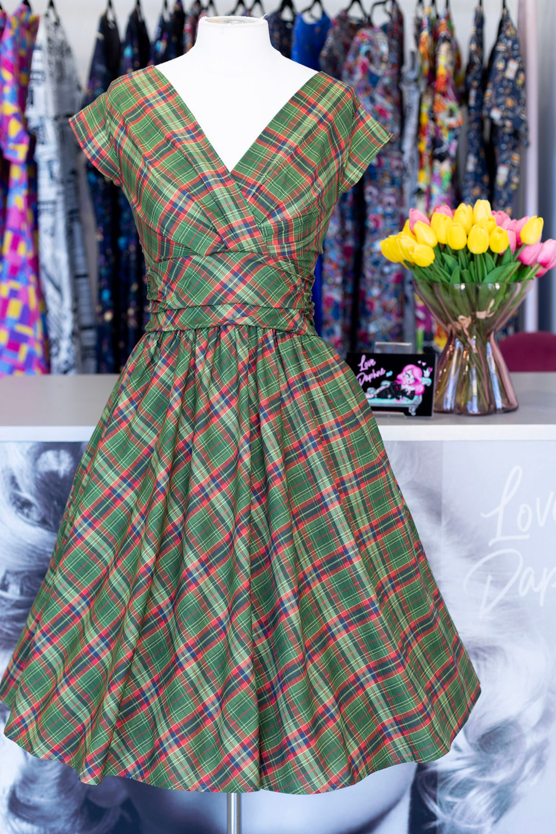 PREORDER - Green Plaid Greta Dress - Expected dispatch date 12th of November