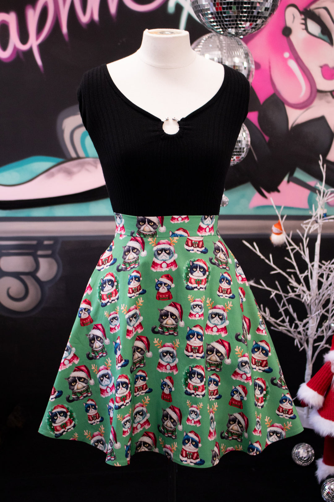 INSTOCK - Nellie Skater Skirt - Grumpy Cats Christmas