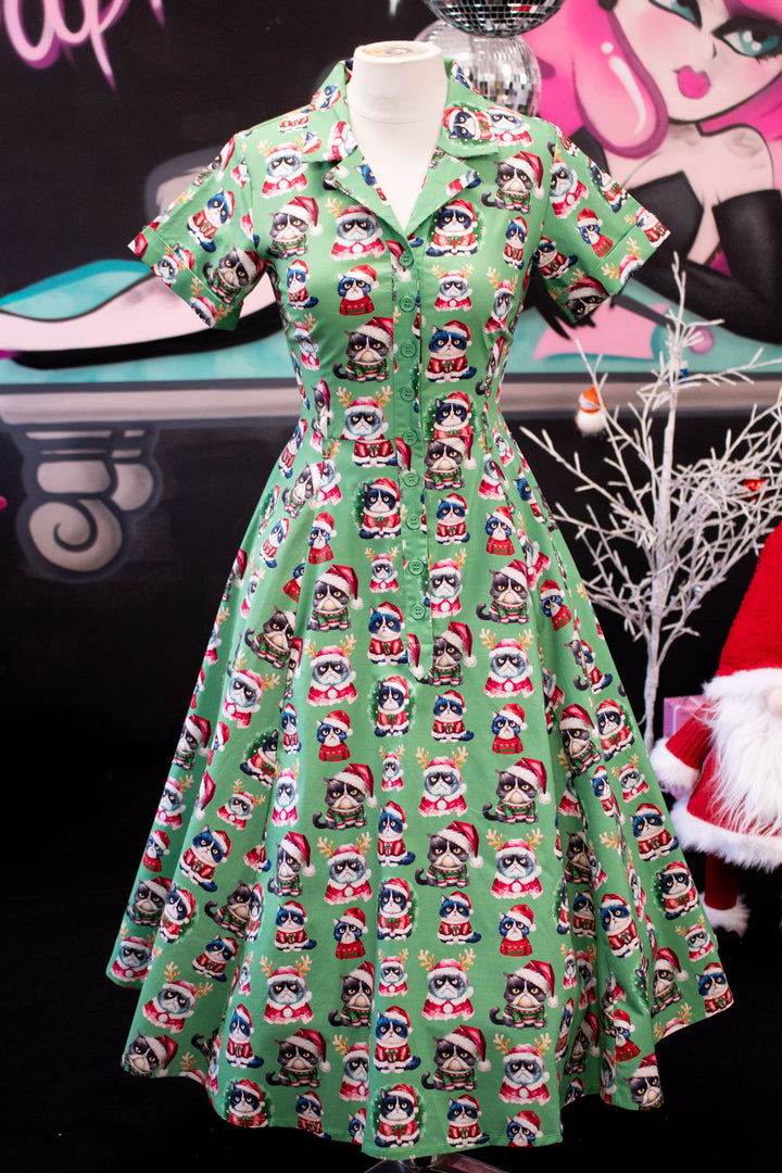 INSTOCK - Peggy Swing Dress - Grumpy Cats Christmas