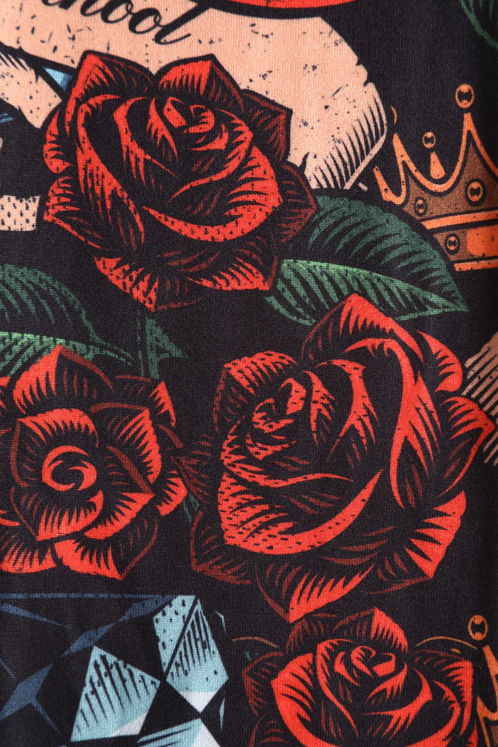 PREORDER - Darlene Rockabilly Heart & Roses Dress - Expected dispatch date 6th of August