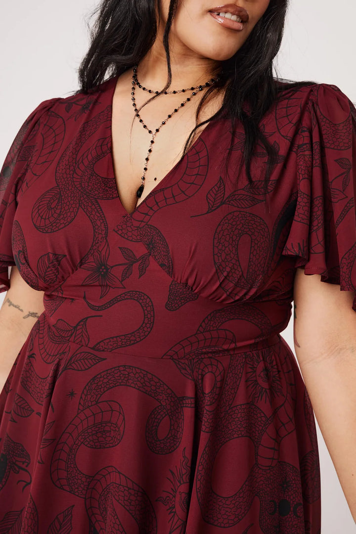 PREORDER - Venom Burgundy Midi Dress - Expected dispatch date 14th of August