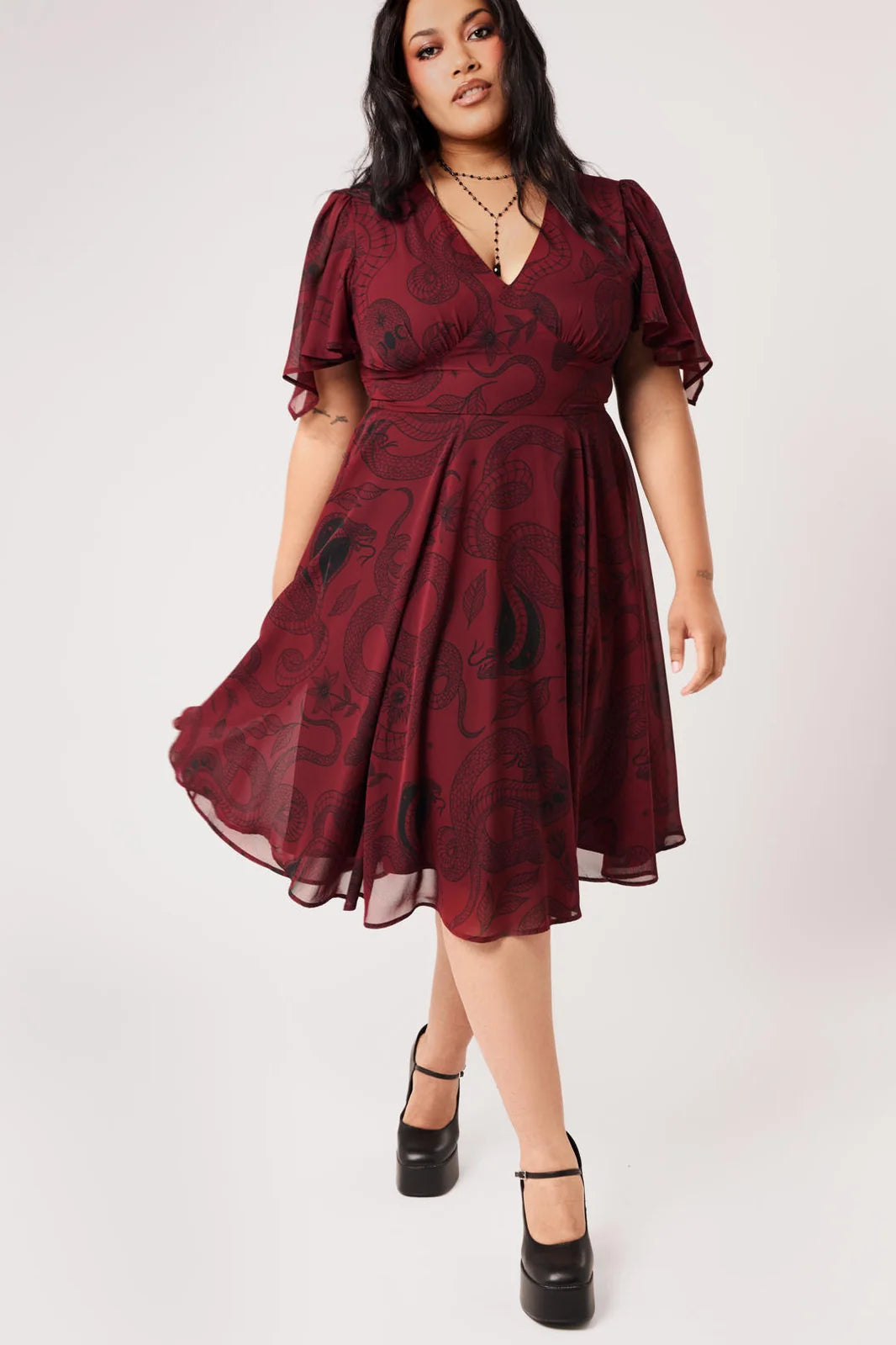 PREORDER - Venom Burgundy Midi Dress - Expected dispatch date 14th of August
