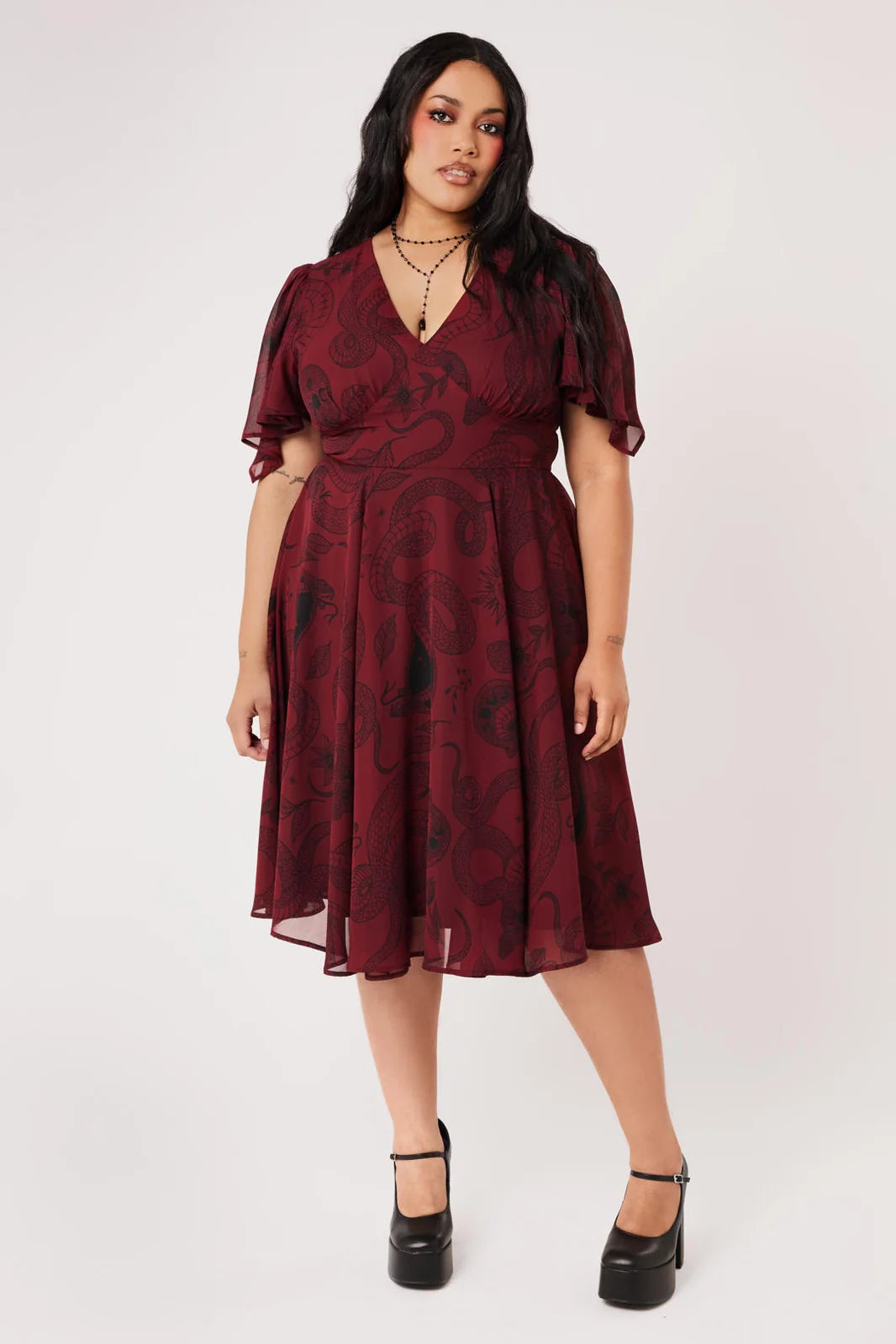 PREORDER - Venom Burgundy Midi Dress - Expected dispatch date 14th of August