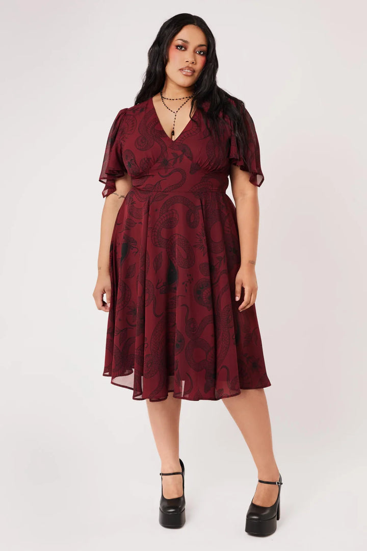 PREORDER - Venom Burgundy Midi Dress - Expected dispatch date 14th of August