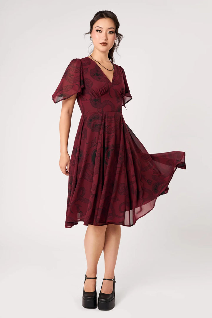 PREORDER - Venom Burgundy Midi Dress - Expected dispatch date 14th of August