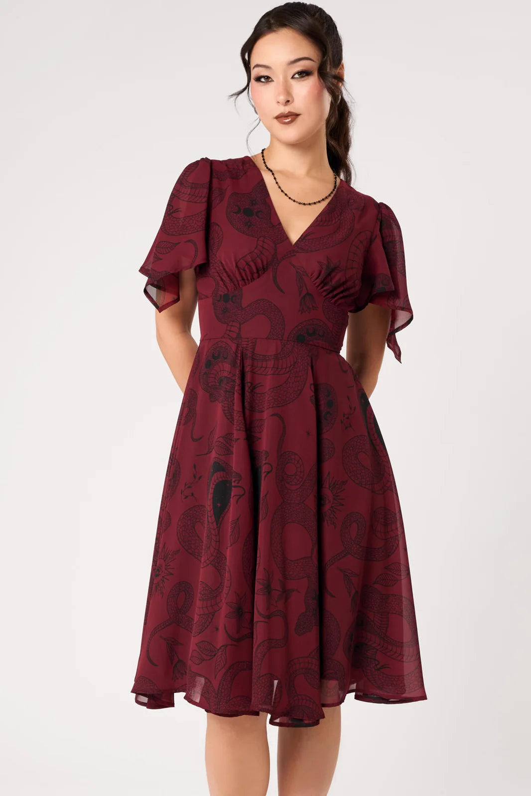 PREORDER - Venom Burgundy Midi Dress - Expected dispatch date 14th of August