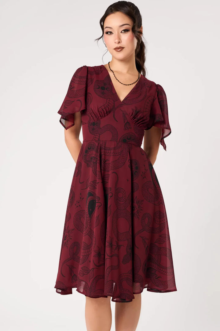 PREORDER - Venom Burgundy Midi Dress - Expected dispatch date 14th of August