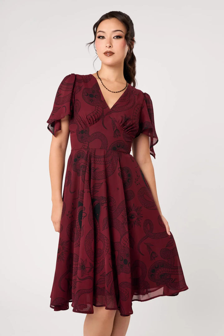 PREORDER - Venom Burgundy Midi Dress - Expected dispatch date 14th of August