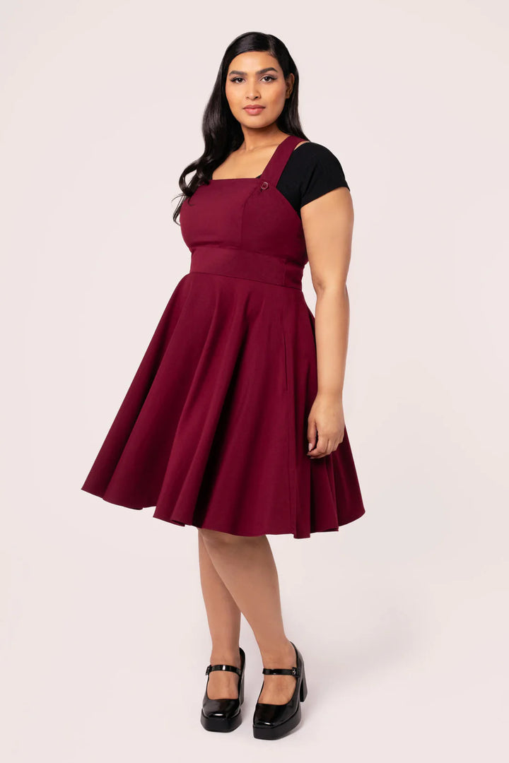 Patti Pinafore Dress in Ruby Red - Preorder for dispatch 12th of September