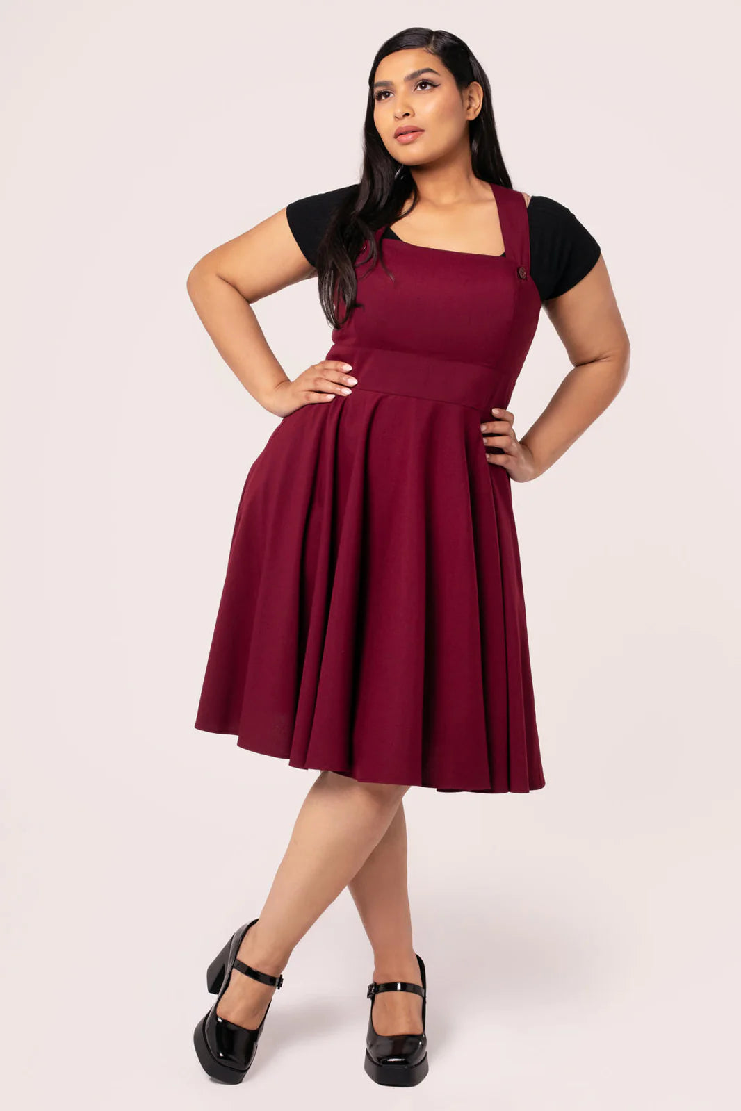 Patti Pinafore Dress in Ruby Red - Preorder for dispatch 12th of September