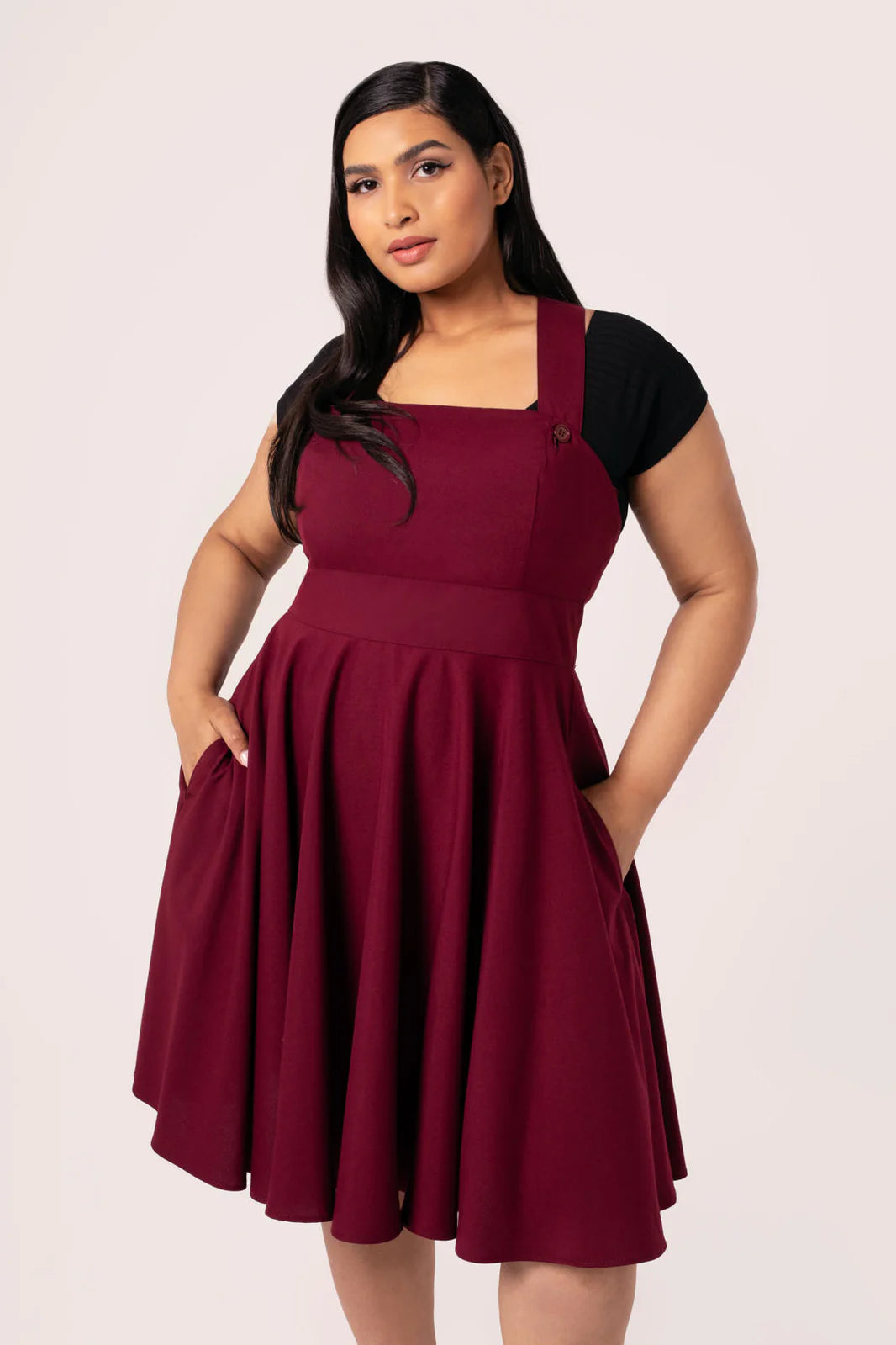 Patti Pinafore Dress in Ruby Red - Preorder for dispatch 12th of September