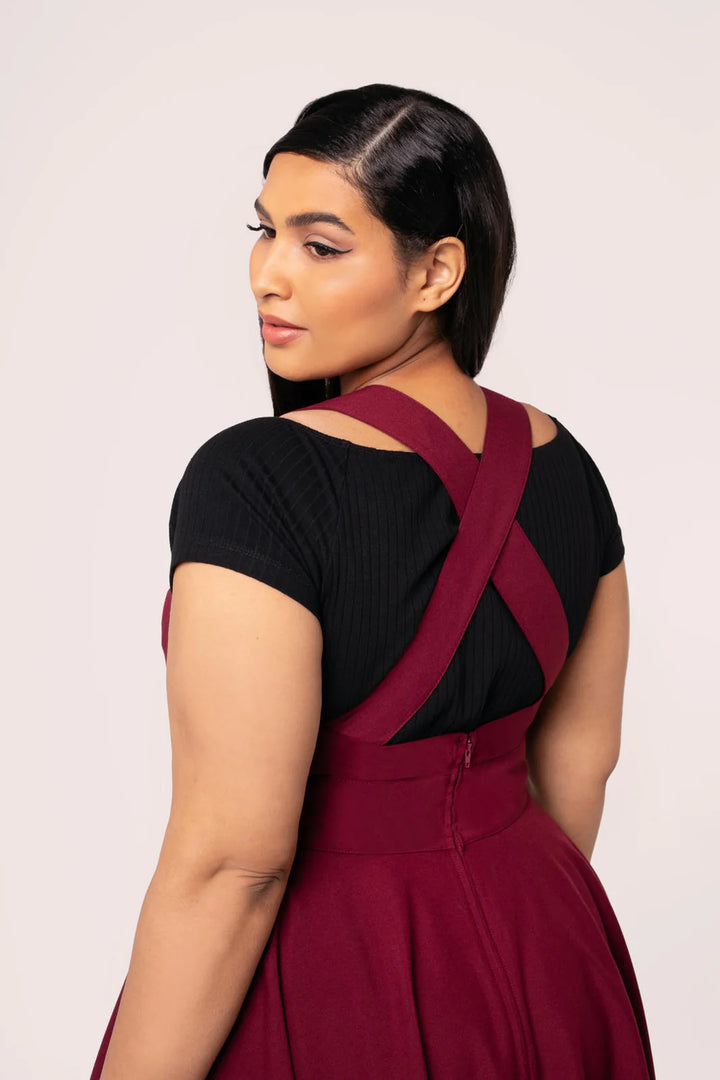 Patti Pinafore Dress in Ruby Red - Preorder for dispatch 12th of September