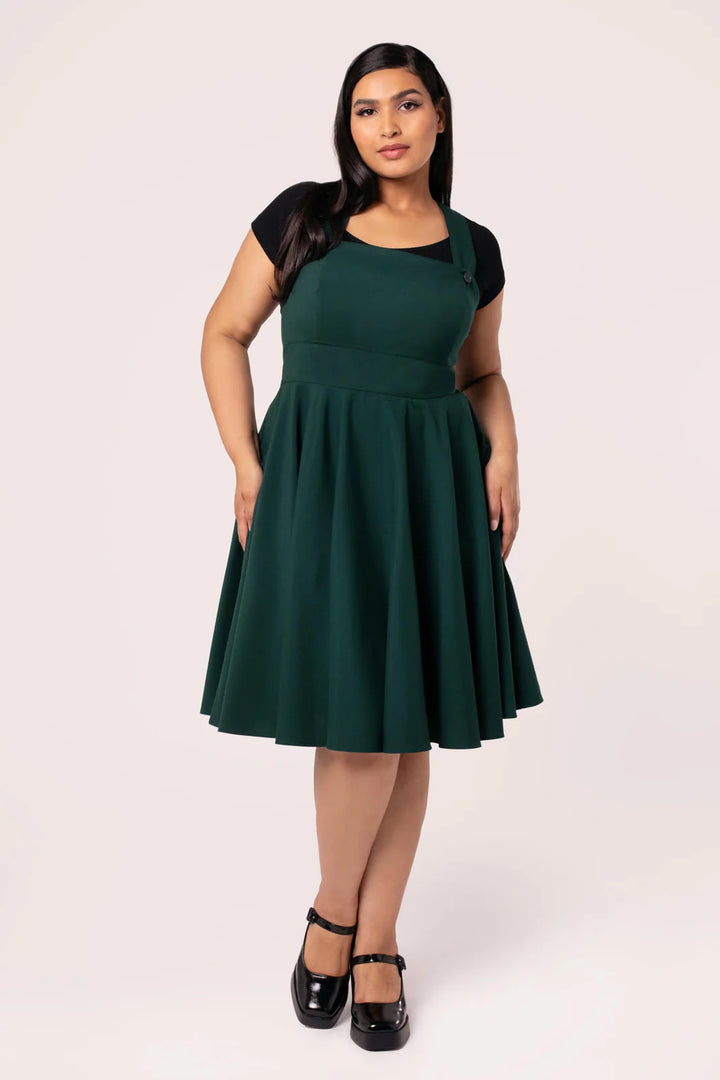 Patti Pinafore Dress in Emerald Green - Preorder for dispatch 3rd of September