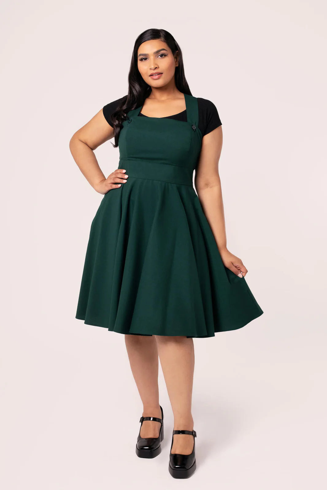 Patti Pinafore Dress in Emerald Green - Preorder for dispatch 3rd of September