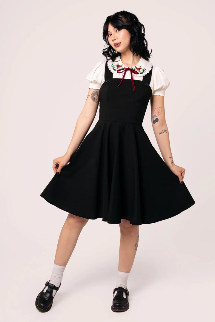 Patti Pinafore Dress in Black - Preorder for dispatch 3rd of September