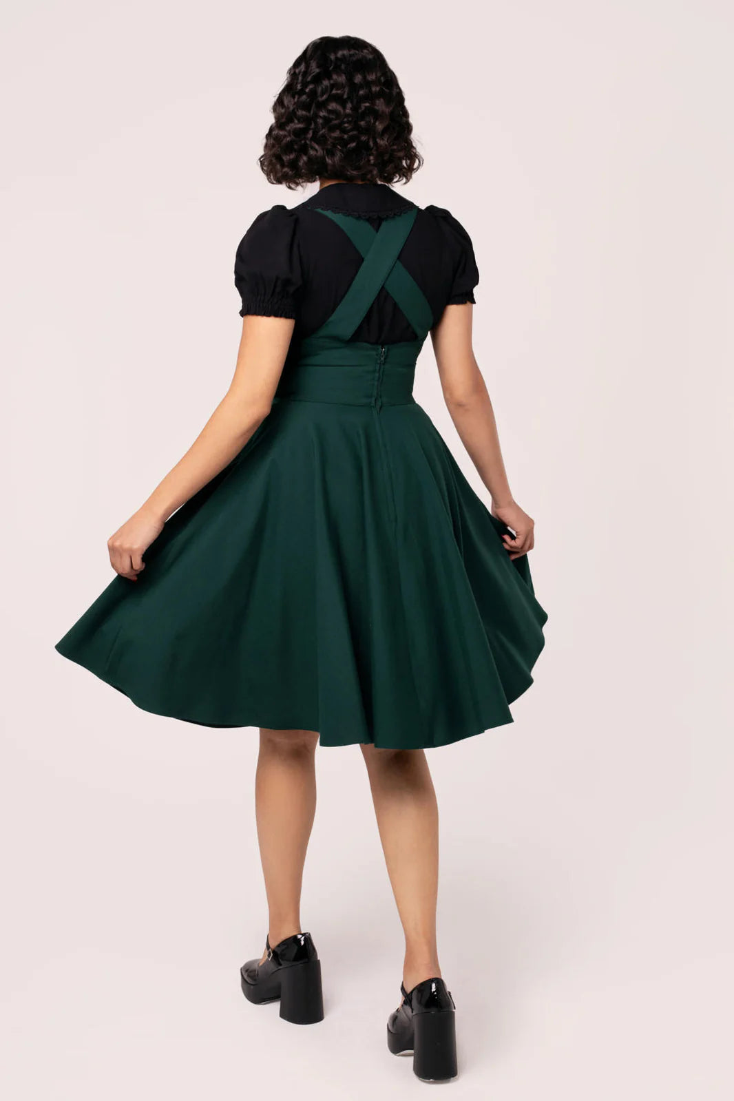 Patti Pinafore Dress in Emerald Green - Preorder for dispatch 3rd of September