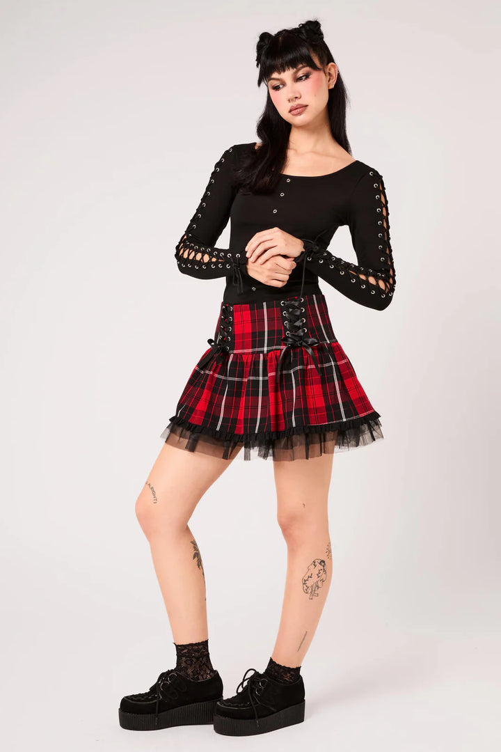 PREORDER - Red Tartan Quinzel Skirt - Estimated dispatch date 14th of July