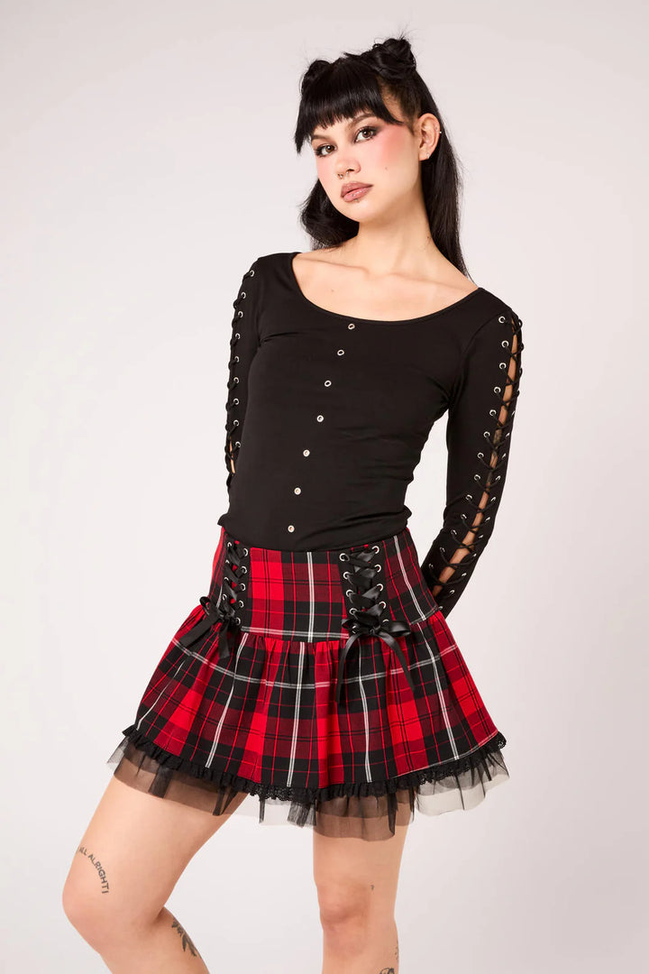 PREORDER - Red Tartan Quinzel Skirt - Estimated dispatch date 14th of July