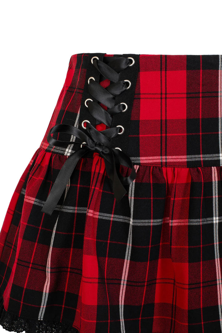 PREORDER - Red Tartan Quinzel Skirt - Estimated dispatch date 14th of July