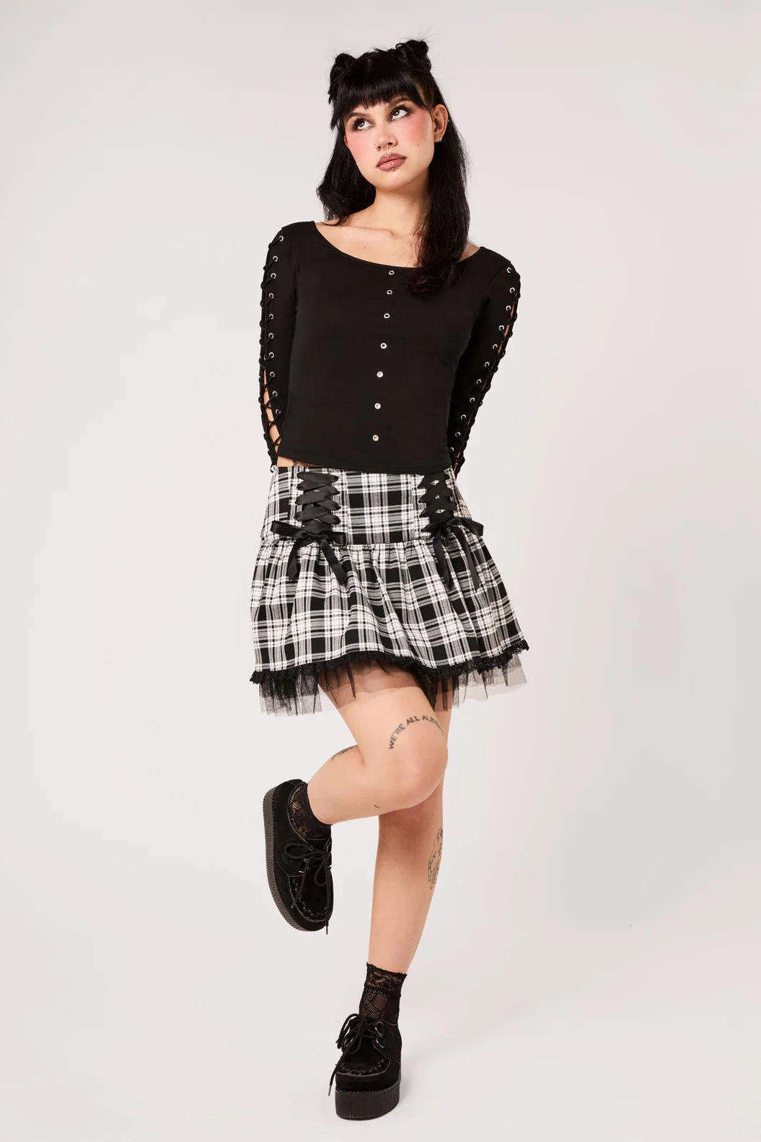 PREORDER - Black Tartan Quinzel Skirt - Estimated dispatch date 25th of August