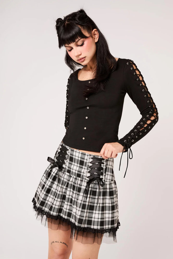 PREORDER - Black Tartan Quinzel Skirt - Estimated dispatch date 25th of August