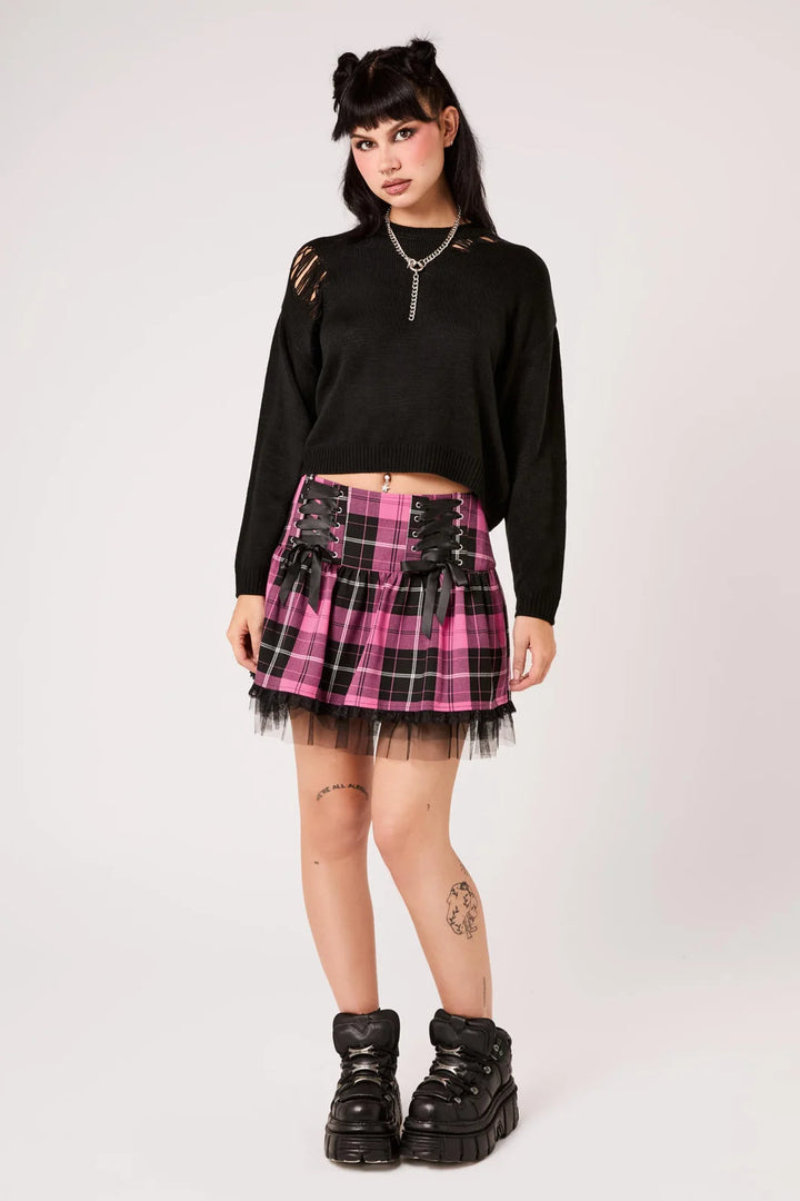PREORDER - Pink Tartan Quinzel Skirt - Estimated dispatch date 25th of August