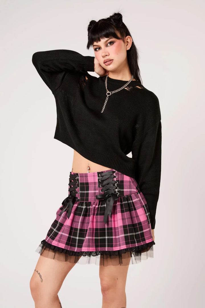 PREORDER - Pink Tartan Quinzel Skirt - Estimated dispatch date 25th of August