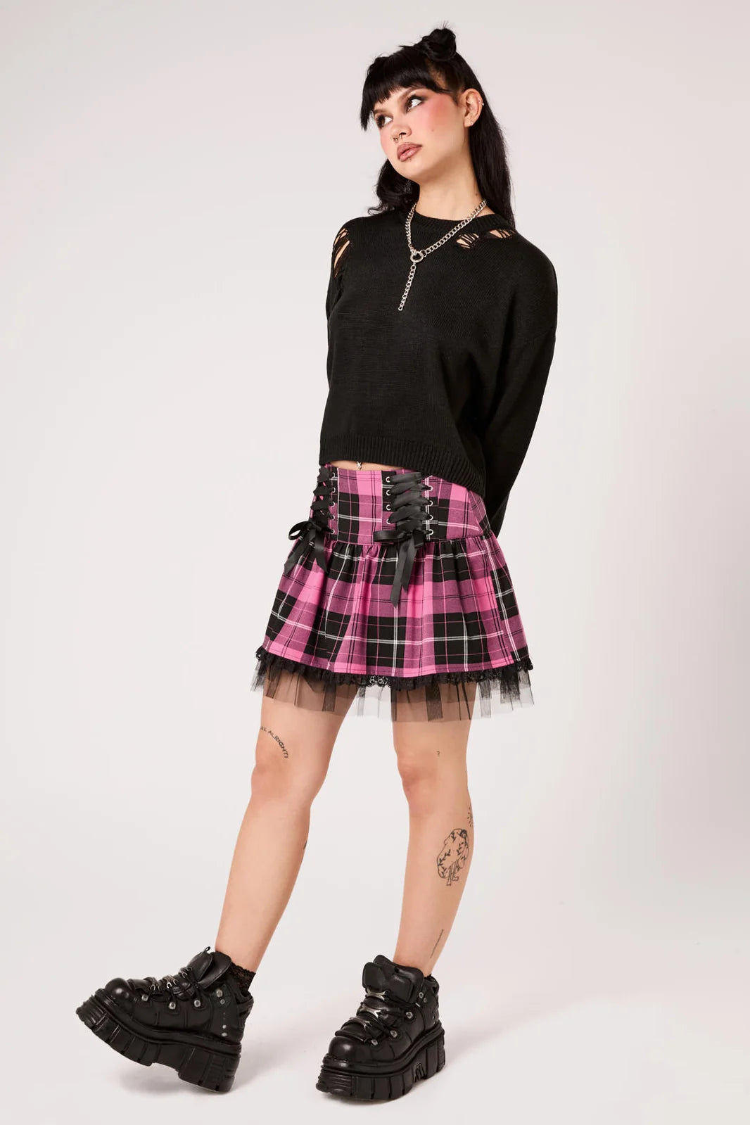 PREORDER - Pink Tartan Quinzel Skirt - Estimated dispatch date 25th of August