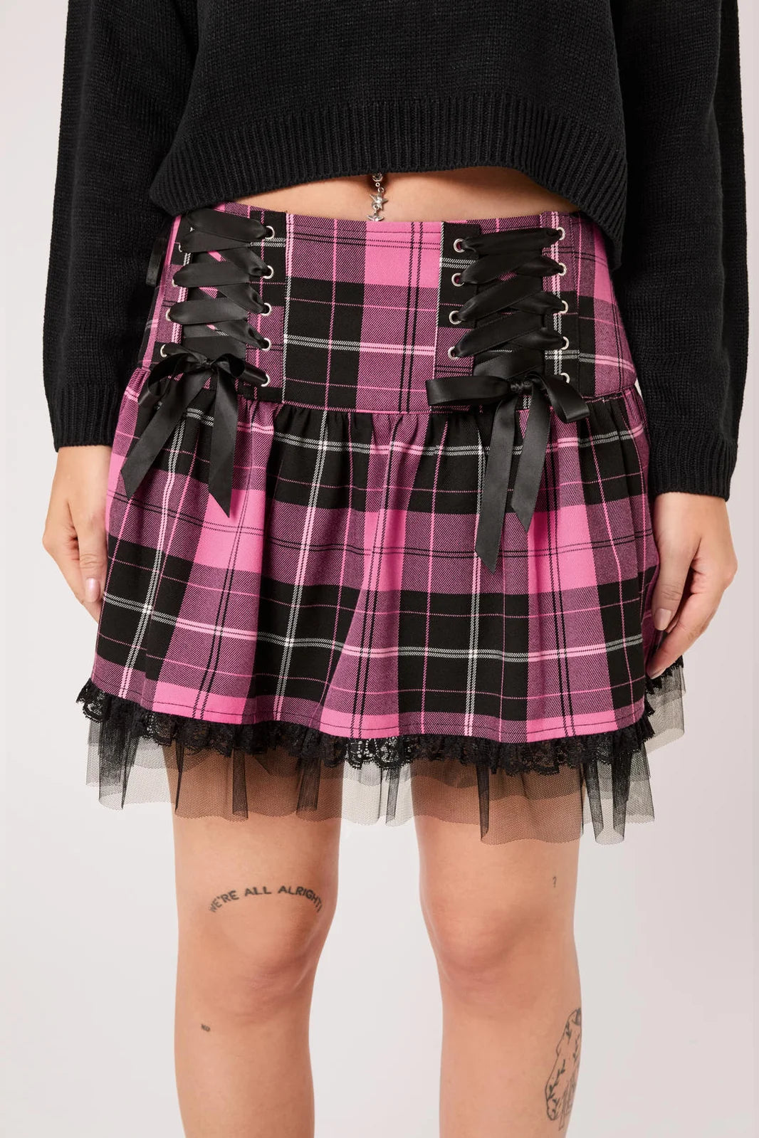 PREORDER - Pink Tartan Quinzel Skirt - Estimated dispatch date 25th of August