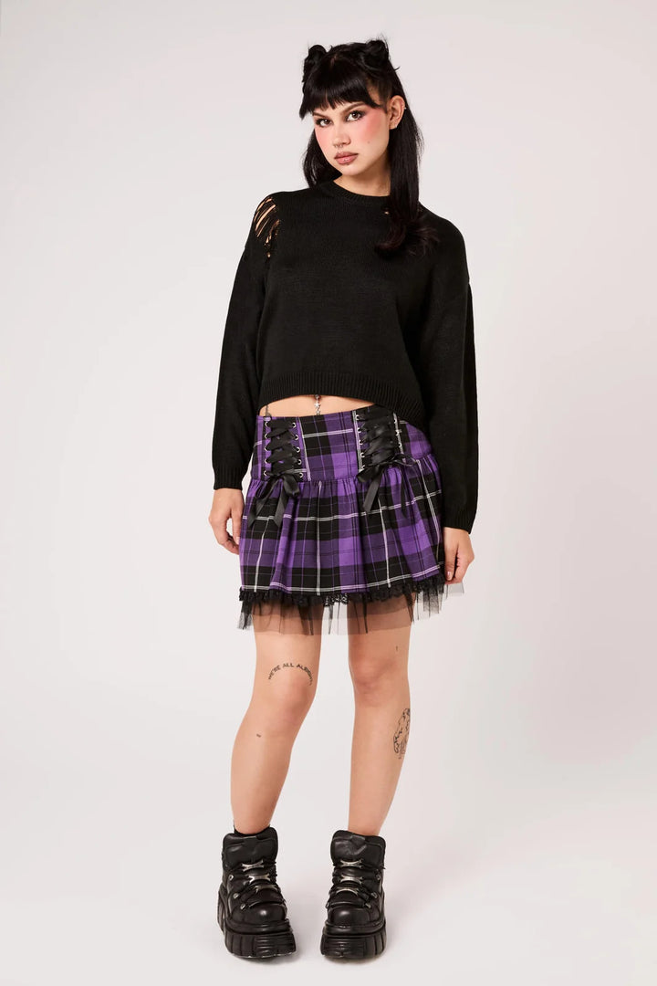 PREORDER - Purple Tartan Quinzel Skirt - Estimated dispatch date 25th of August