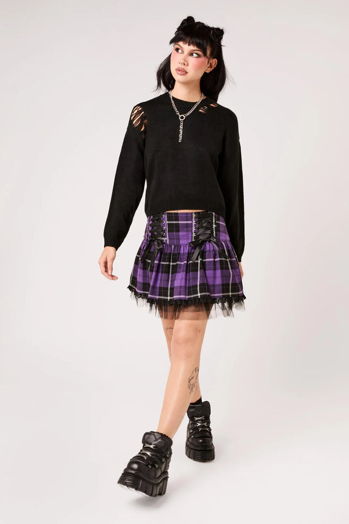 PREORDER - Purple Tartan Quinzel Skirt - Estimated dispatch date 25th of August