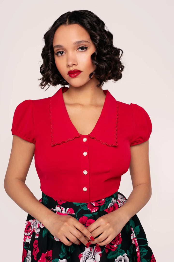 Maddy Blouse in Red - Preorder for dispatch 12th of September