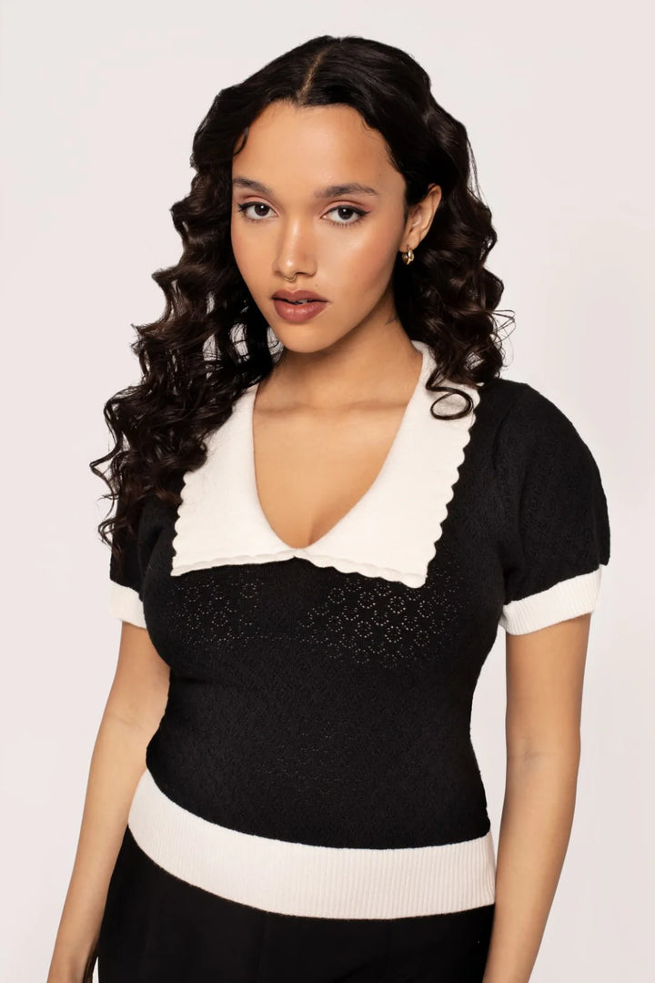 Joanie Top in Black and White - Preorder for dispatch 25th August