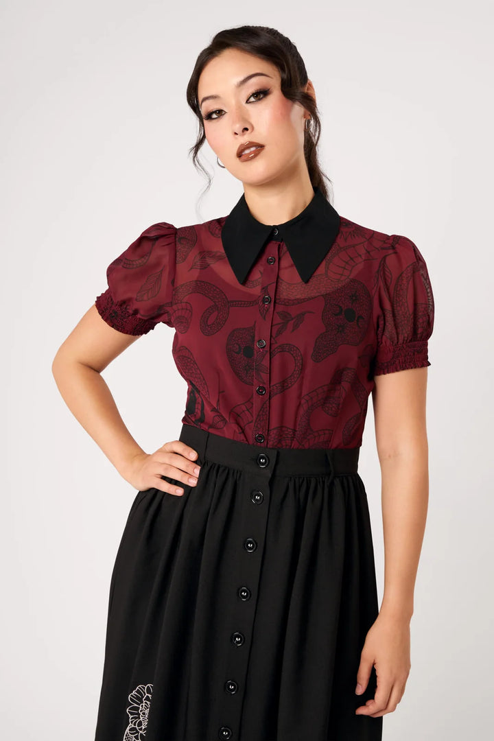 PREORDER - Venom Burgundy Blouse - Estimated dispatch date 14th of August