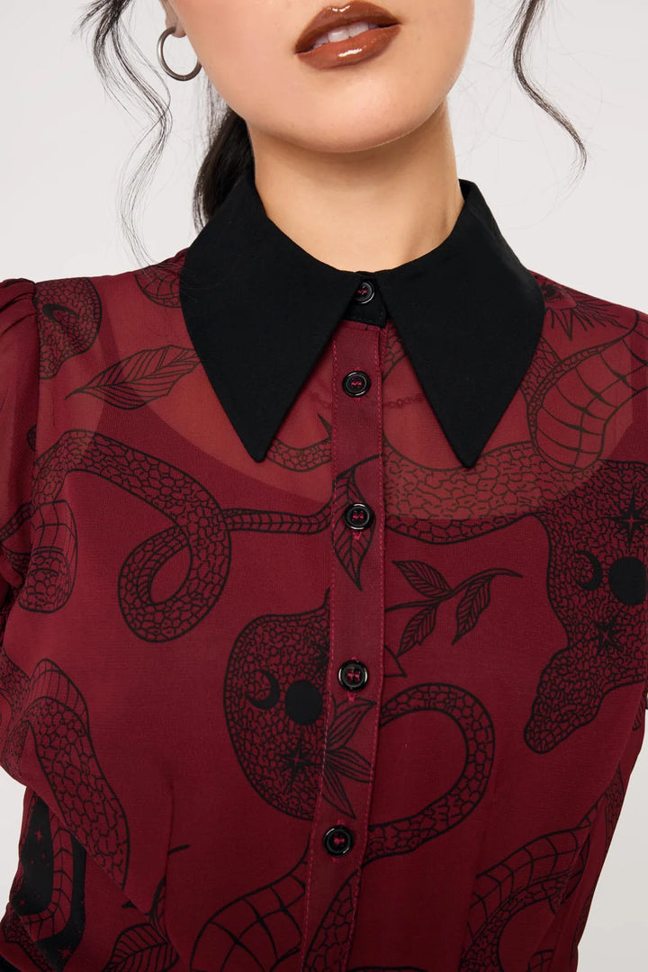PREORDER - Venom Burgundy Blouse - Estimated dispatch date 14th of August