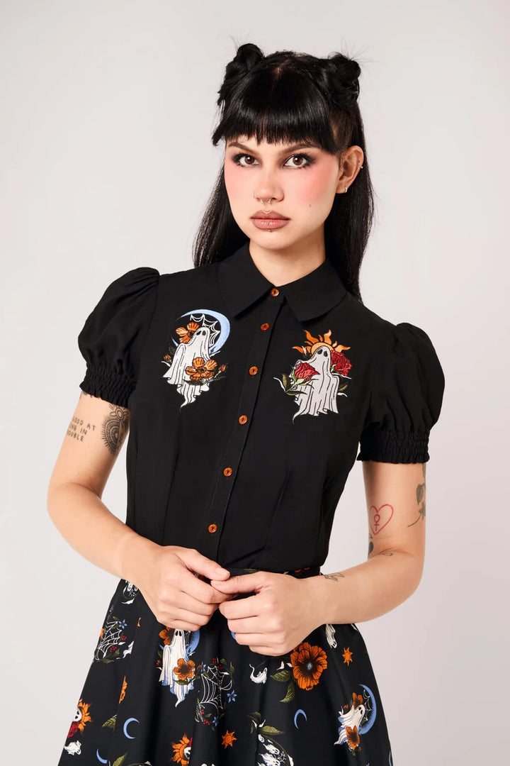 PREORDER - Ghost Flower Blouse - Estimated dispatch date 14th of August