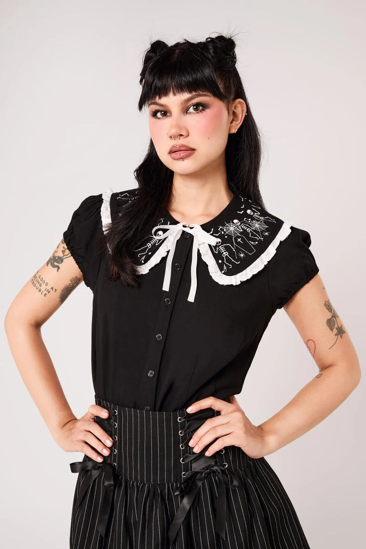 PREORDER - Dance Macabre Blouse - Estimated dispatch date 14th of August