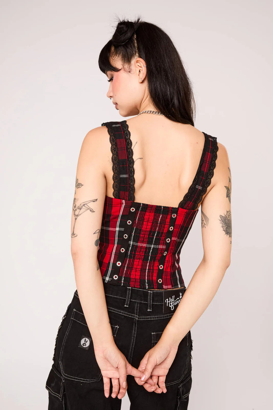 PREORDER - Red Tartan Quinzel Y Top - Estimated dispatch date 14th of July