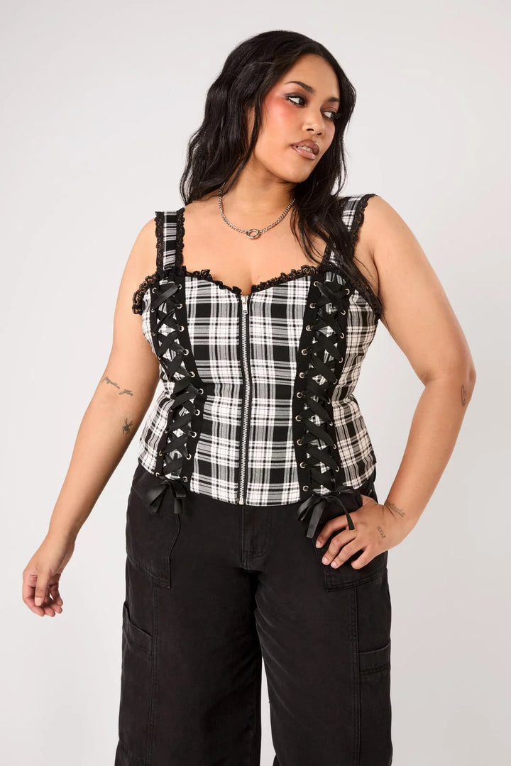 PREORDER - Black Tartan Top - Estimated dispatch date 25th of August