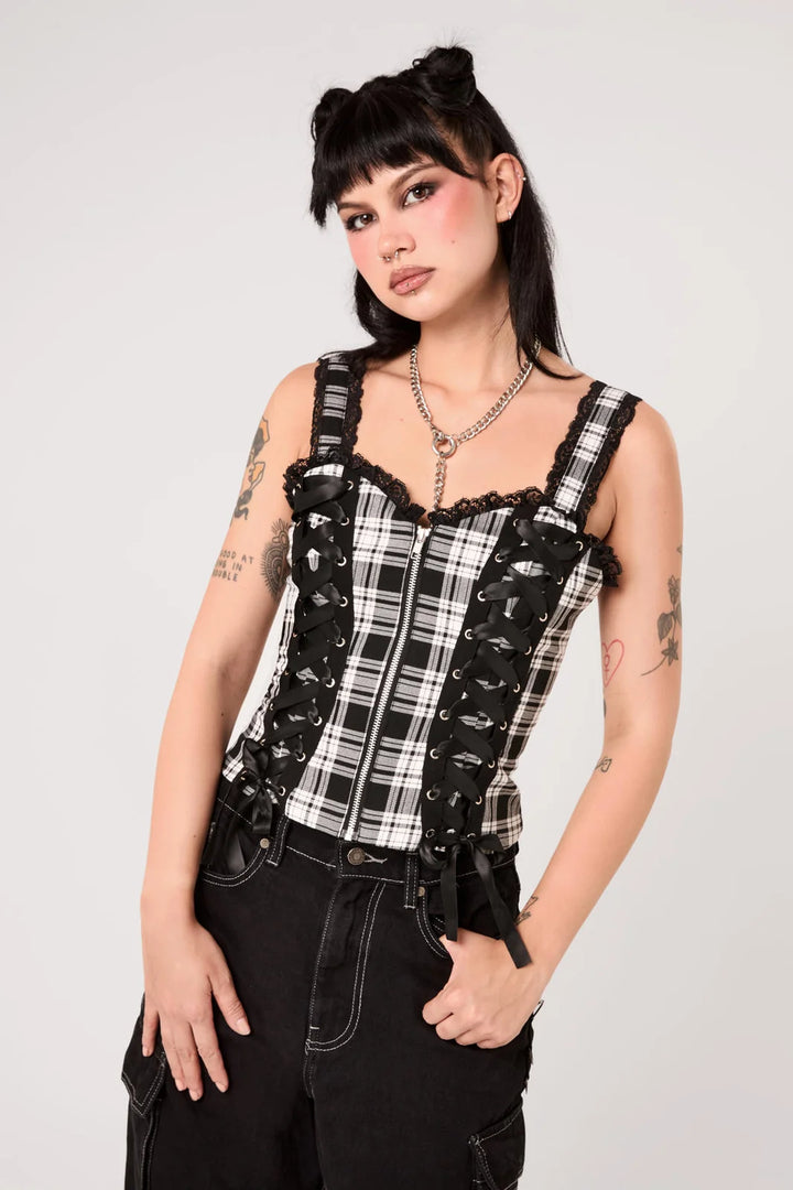 PREORDER - Black Tartan Top - Estimated dispatch date 25th of August