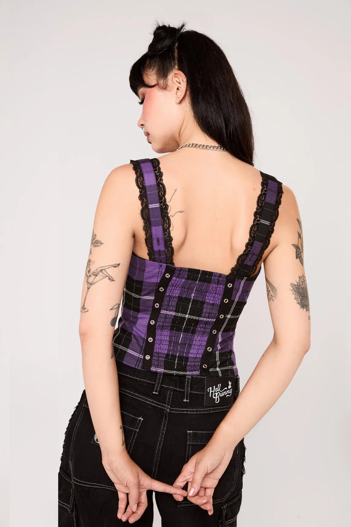 PREORDER - Purple Tartan Quinzel Top - Estimated dispatch date 25th of August