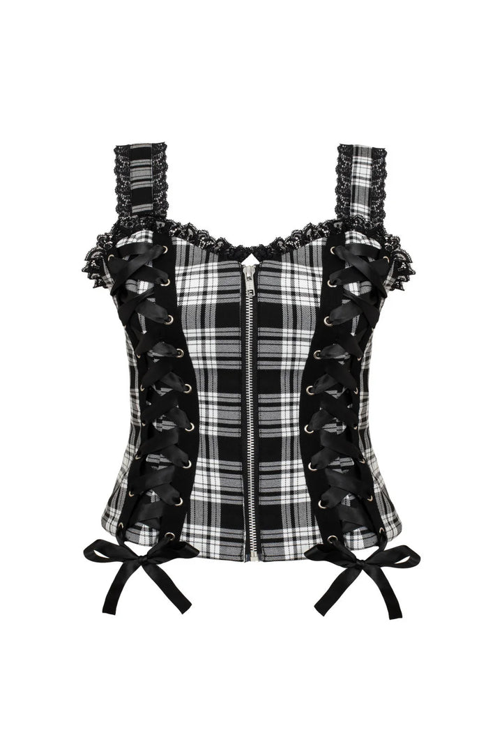 PREORDER - Black Tartan Top - Estimated dispatch date 25th of August