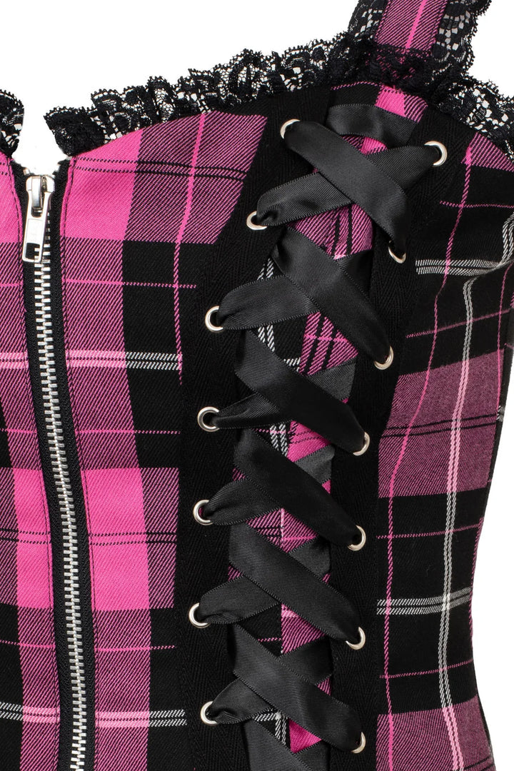PREORDER - Pink Tartan Quinzel Top - Estimated dispatch date 25th of August